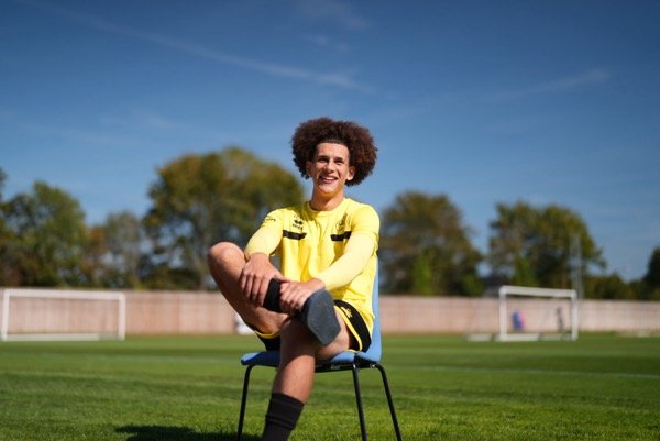 Portrait of footballer on pitch for sports brand video production